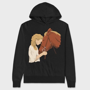 Girl Horse Watercolor, Unisex Men's Hoodie
