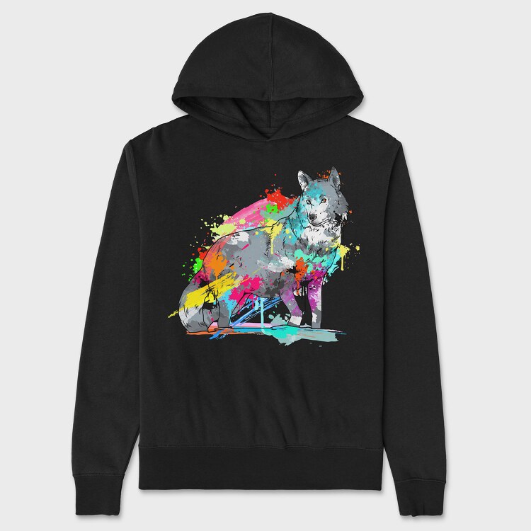 Colorful Wolf, Unisex Men's Hoodie