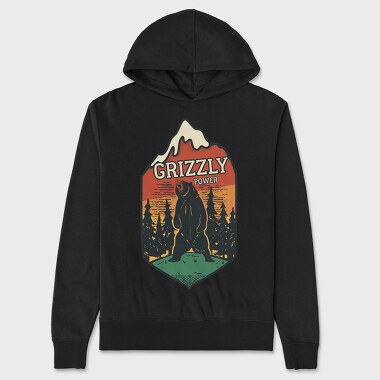 Retro Grizzly Power, Unisex Men's Hoodie