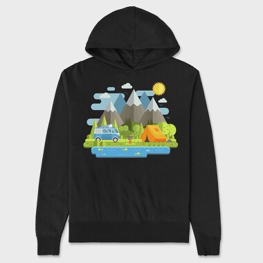 Camping Landscape, Unisex Men's Hoodie