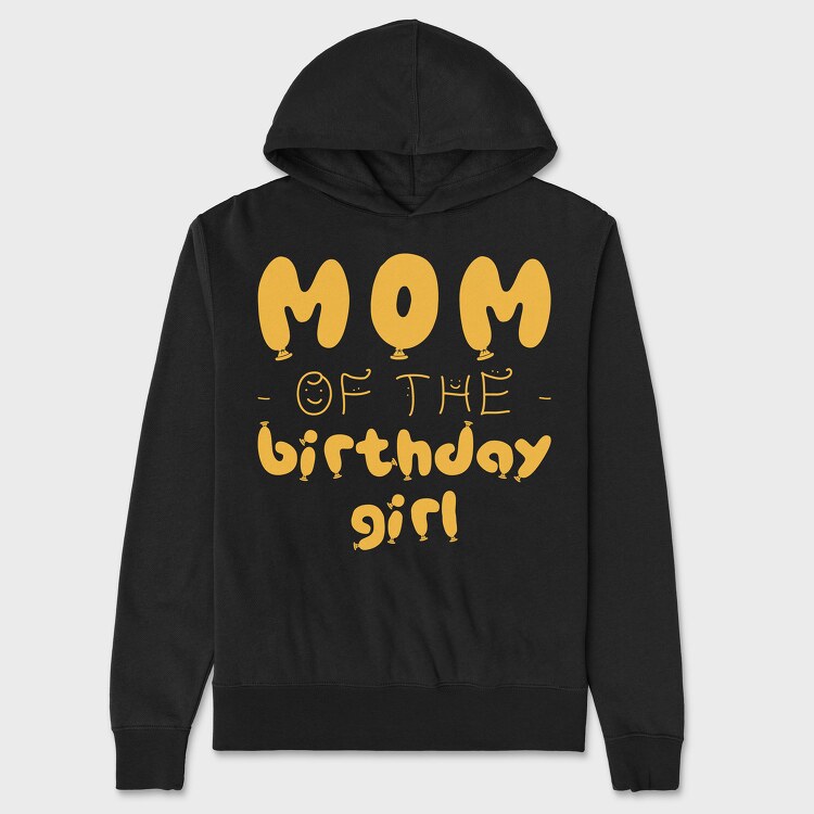 Mom of the Birthday Girl Orange, Унисекс Мъжко Суичър