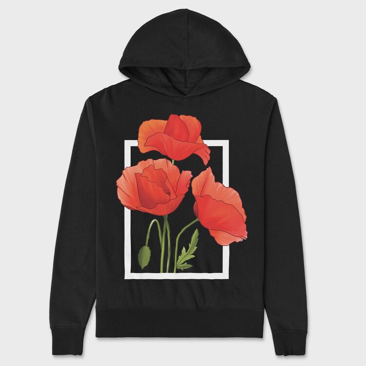 Watercolor Poppies, Unisex Men's Hoodie
