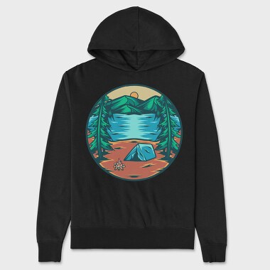 Mountain Camping Illustration 1, Unisex Men's Hoodie