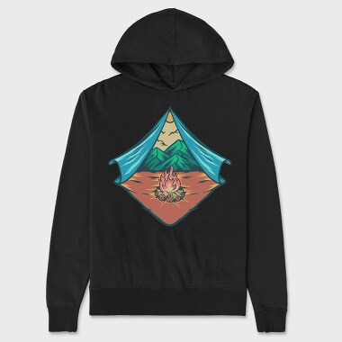 Mountain Camping Illustration 2, Unisex Men's Hoodie