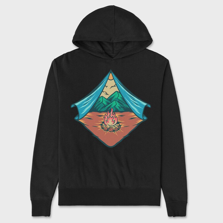Mountain Camping Illustration 2, Unisex Men's Hoodie