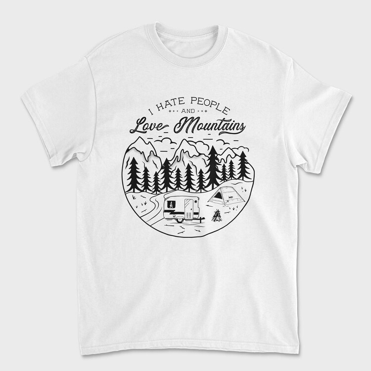 I Hate People and Love Mountains, Unisex Men's T-Shirt