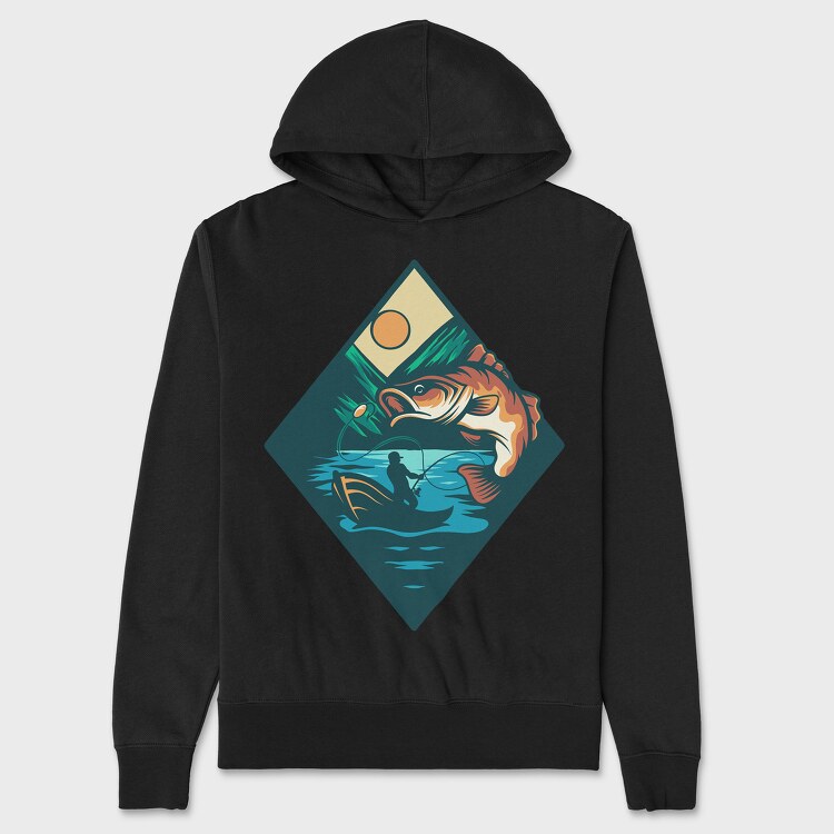 Bass Fishing 7, Unisex Men's Hoodie