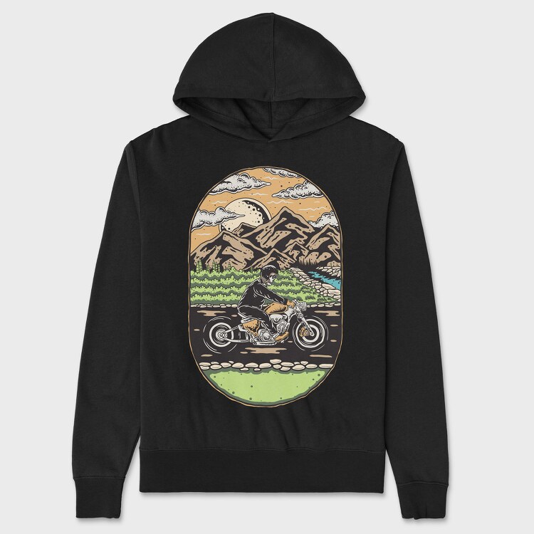 Skeleton Biker Landscape, Унисекс Мъжко Суичър