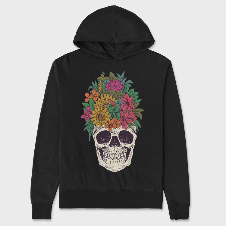 Skull Flowers, Unisex Men's Hoodie