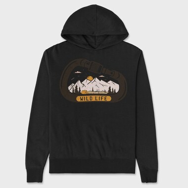 Unisex Men's Hoodie, Wild Life Carabiner