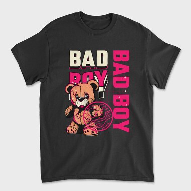 Pink Bad Boy Teddy Bear, Unisex Men's T-Shirt