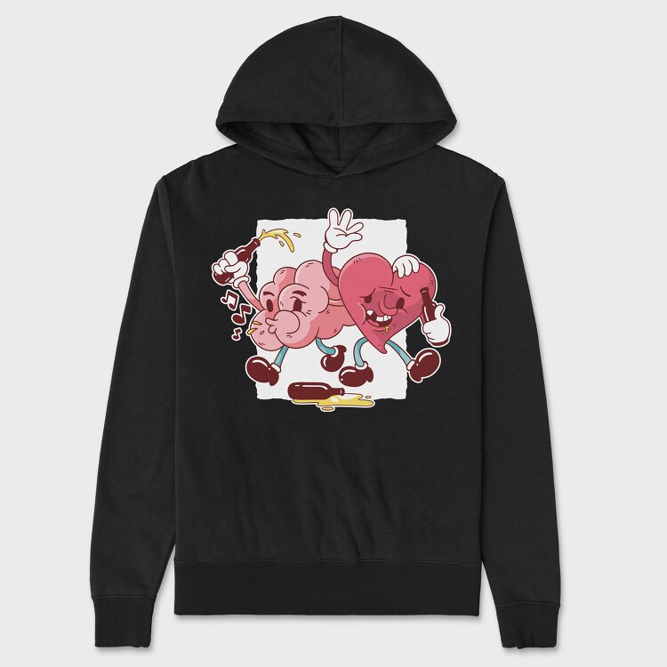 Drunk Heart And Brain, Unisex Men's Hoodie