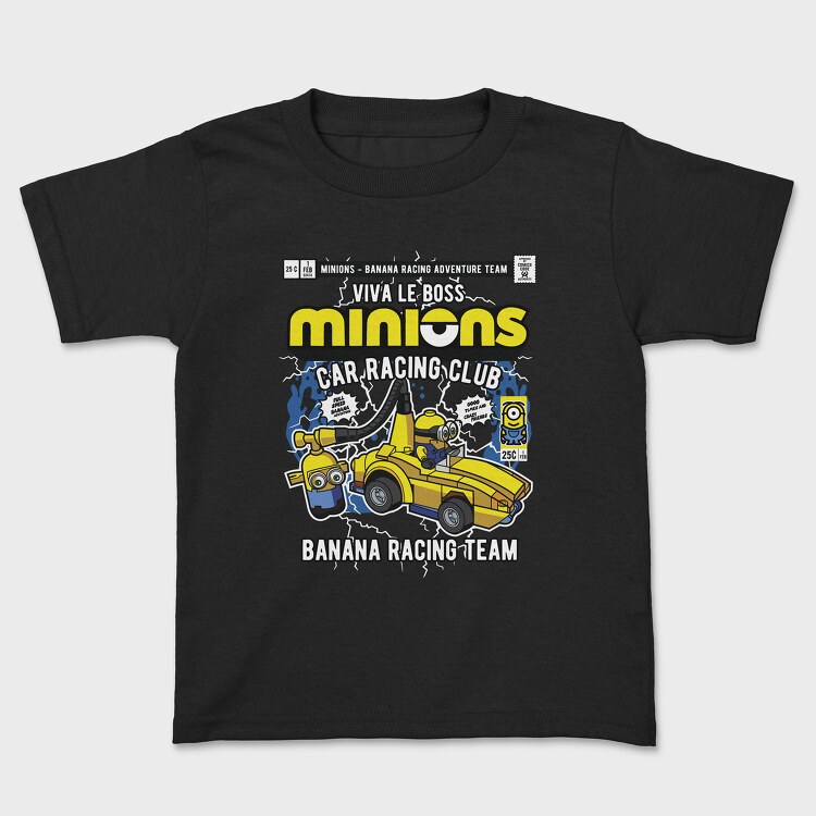 Minions Banana Racing Car, Kids' T-Shirt