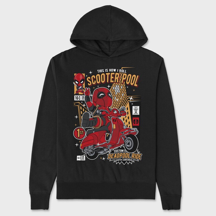 Deadpool Scooter, Unisex Men's Hoodie