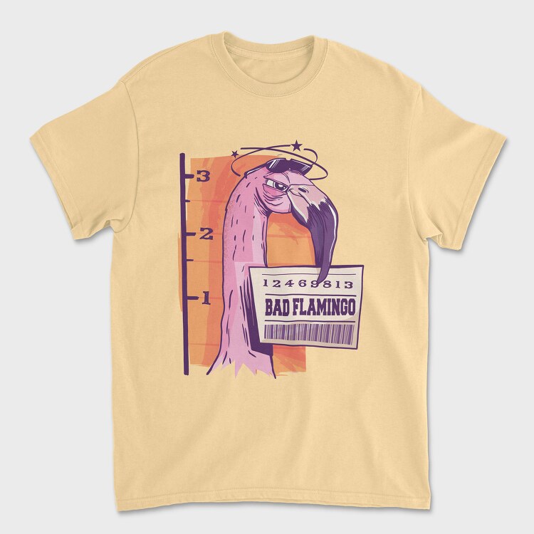 Bad Flamingo, Unisex Men's T-Shirt