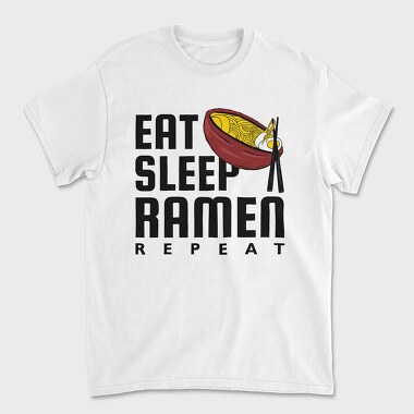 Eat Sleep Ramen Repeat, Унисекс Мъжка Тениска