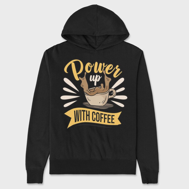 Power Up With Coffee, Unisex Men's Hoodie
