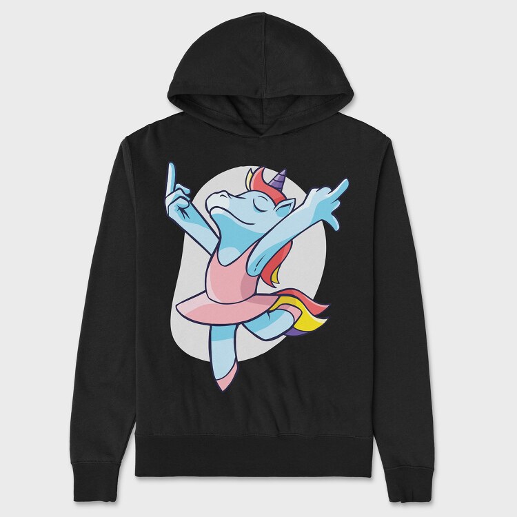 Unicorn Ballet Middle Finger, Unisex Men's Hoodie