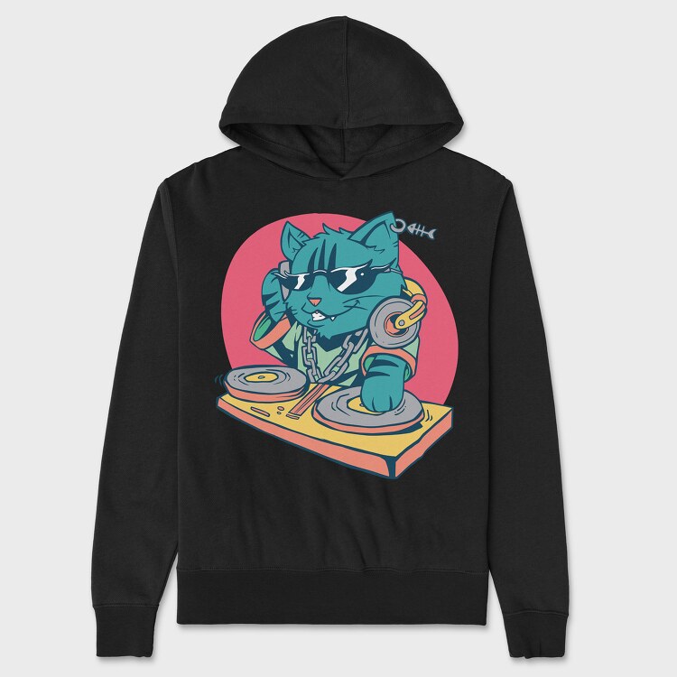 DJ Cat, Unisex Men's Hoodie