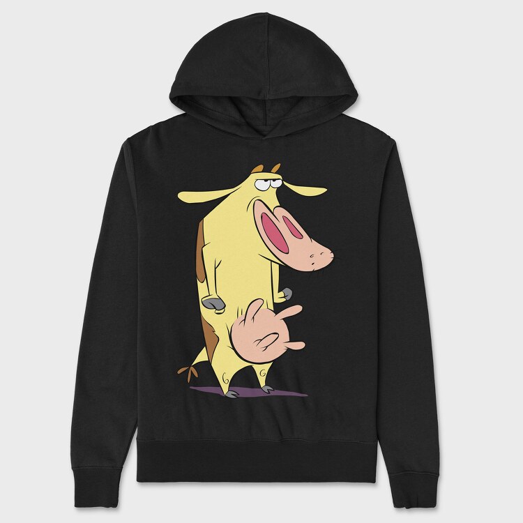 Cartoon Retro Cow and Chicken 2, Unisex Men's Hoodie