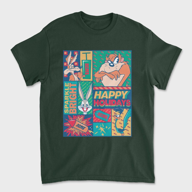 Looney Tunes Happy Holidays, Унисекс Мъжка Тениска