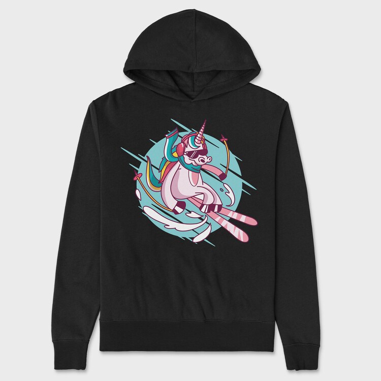 Skiing Unicorn, Унисекс Мъжко Суичър