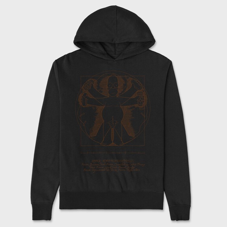Homer Simpson Mensch Da Vinci Anatomie, Unisex Men's Hoodie
