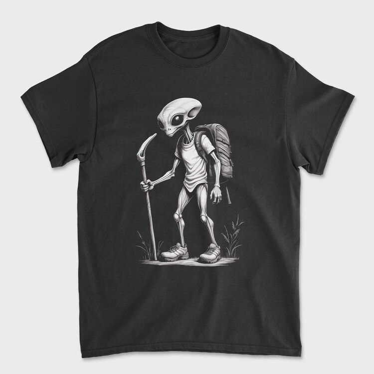 Alien Hiking Monochrome, Унисекс Мъжка Тениска
