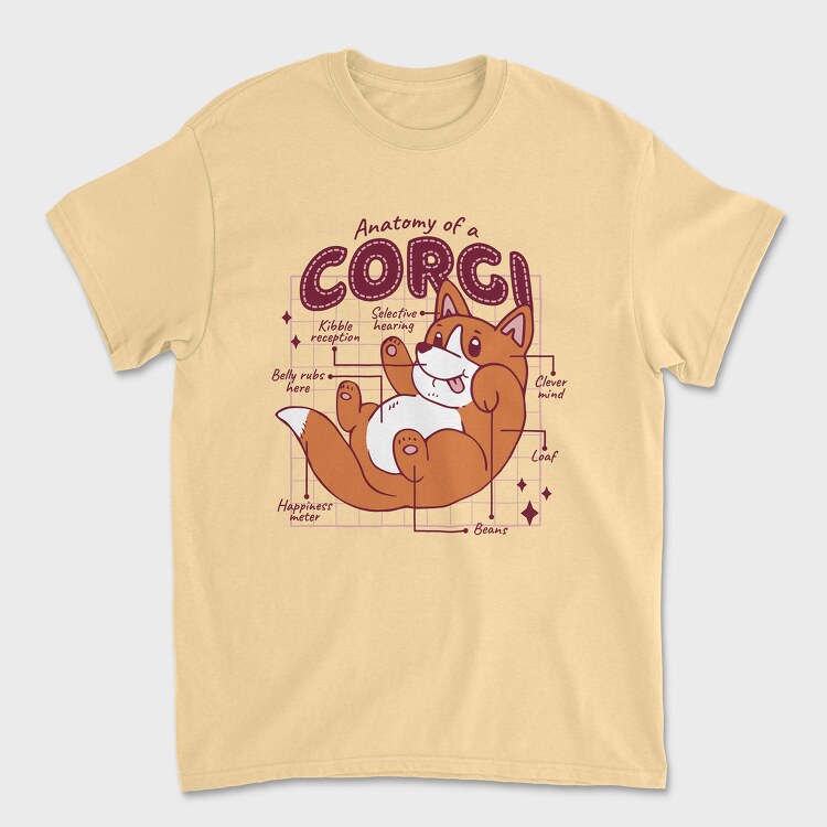 Anatomy of a Corgi, Unisex Men's T-Shirt