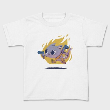 Armed Cute Cat, Kids' T-Shirt