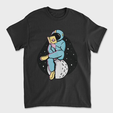 Astronaut Reading moon, Unisex Men's T-Shirt