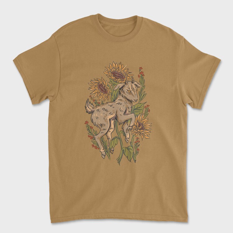 Baby Goat Sunflowers, Унисекс Мъжка Тениска