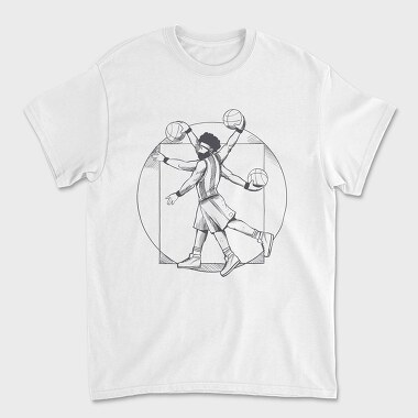 Basketball Vitruvian Man, Унисекс Мъжка Тениска