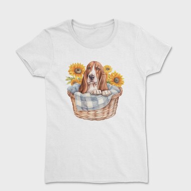 Basset Hound Sunflowers, Women's T-Shirt
