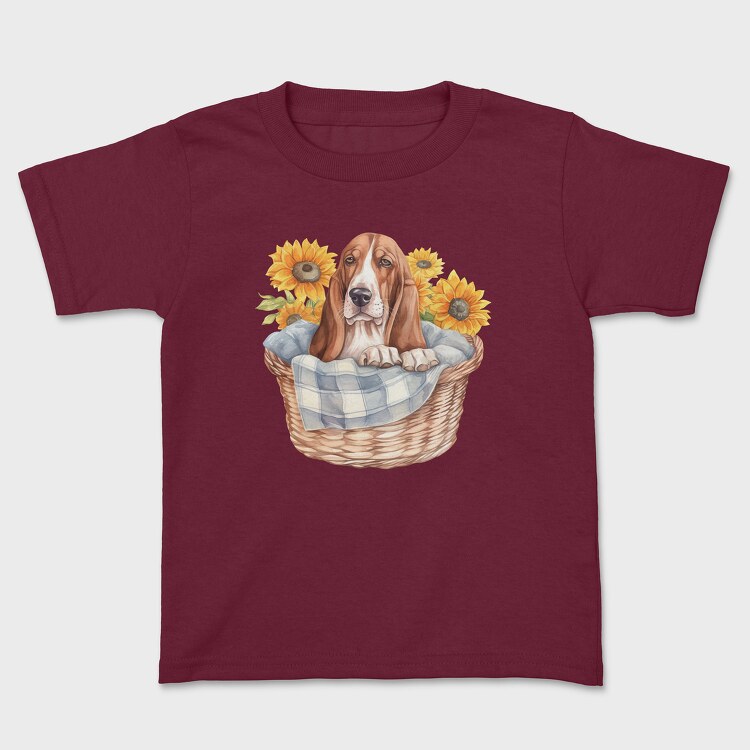 Basset Hound Sunflowers, Детска Тениска