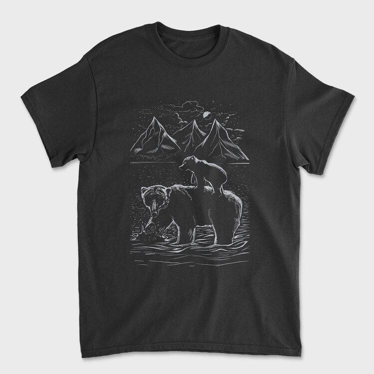 Bear Family Lines, Унисекс Мъжка Тениска