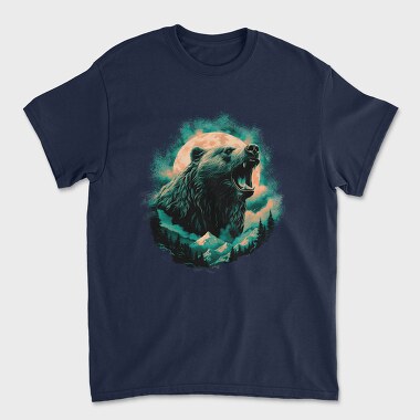 Bear With Mountains Moon, Unisex Men's T-Shirt