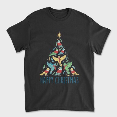 Birds Christmas Tree, Unisex Men's T-Shirt