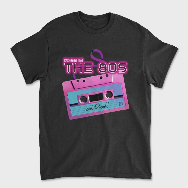 Born in the 80 S Pink Cassette, Унисекс Мъжка Тениска
