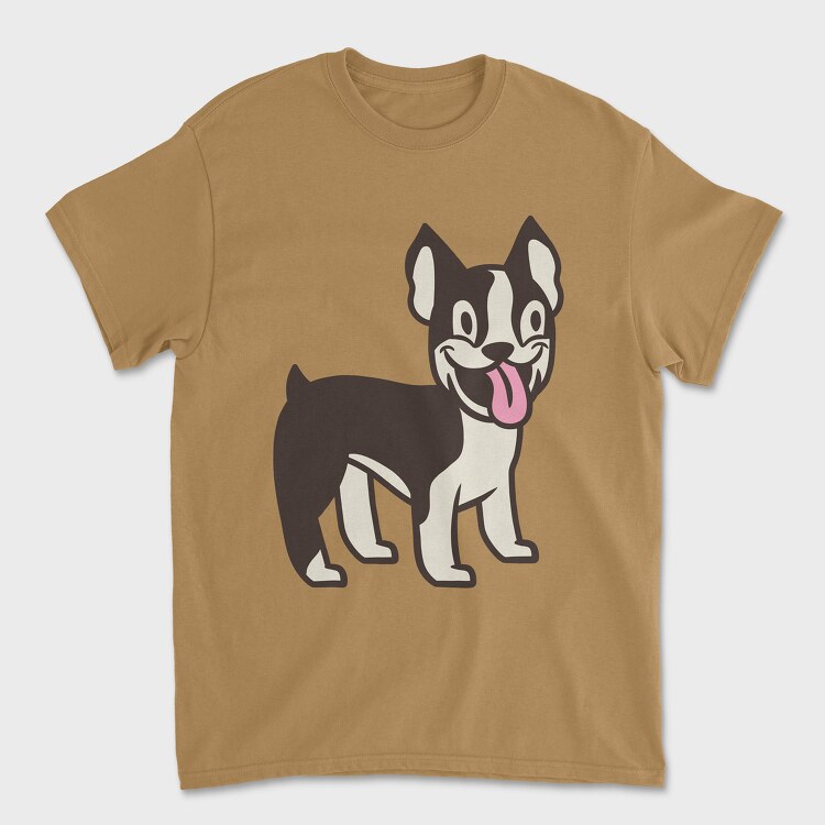 Boston Terrier Cartoon, Унисекс Мъжка Тениска