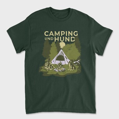 Camping and Hund, Унисекс Мъжка Тениска