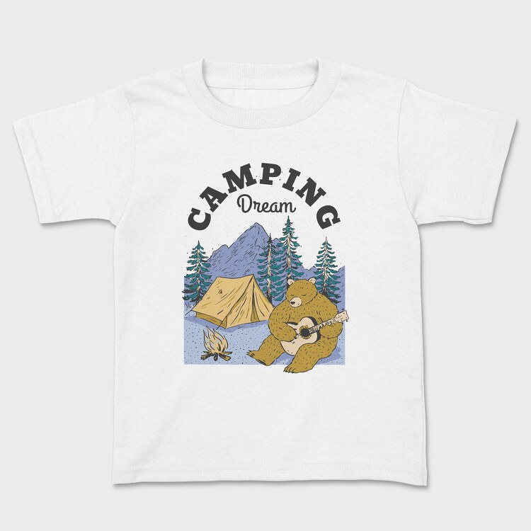 Camping Dream Bear Guitar, Детска Тениска