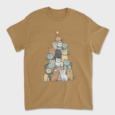 Cat Christmas Tree, Unisex Men's T-Shirt