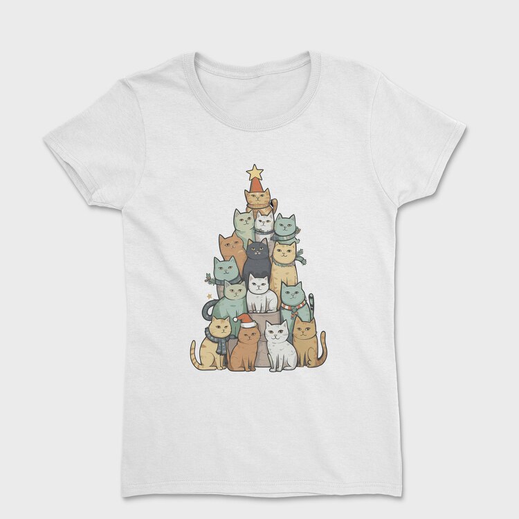 Cat Christmas Tree, Women's T-Shirt