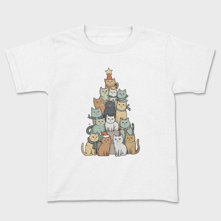 Cat Christmas Tree, Kids' T-Shirt