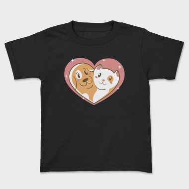 Cat Dog Love, Kids' T-Shirt