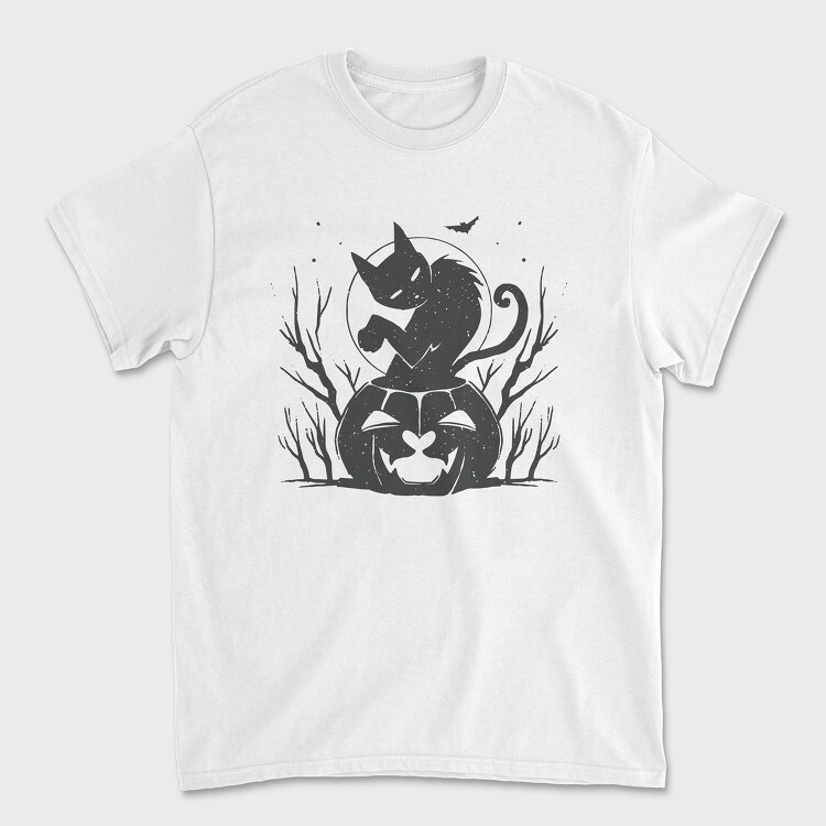 Cat Halloween Monochrome, Unisex Men's T-Shirt