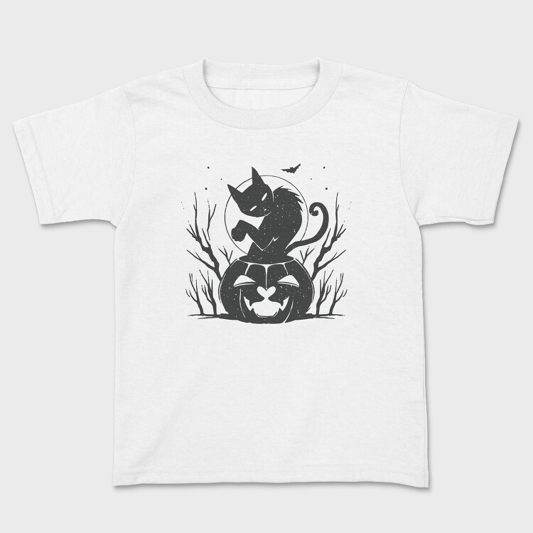 Cat Halloween Monochrome, Kids' T-Shirt