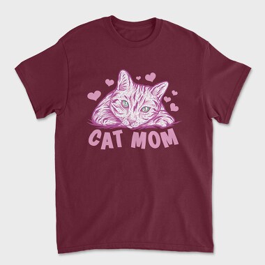Cat Mom Pink, Unisex Men's T-Shirt