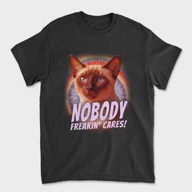 Cat Nobody Freakin Cares, Unisex Men's T-Shirt